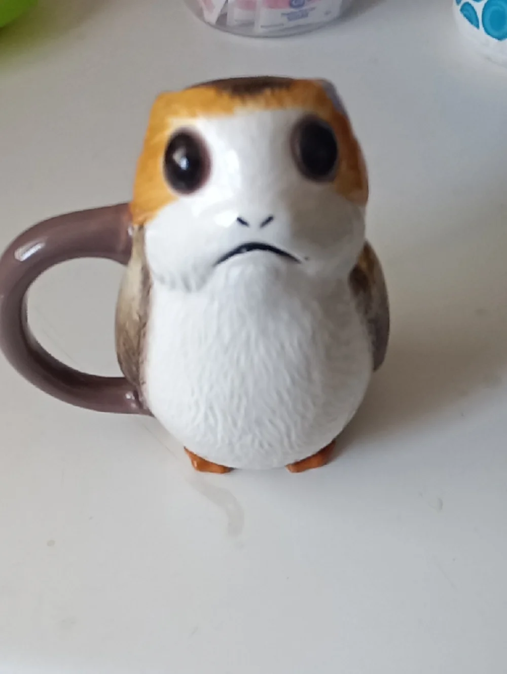 Ceramic Porg Mug in White, Brown & Tan - Cute Small Pets Style